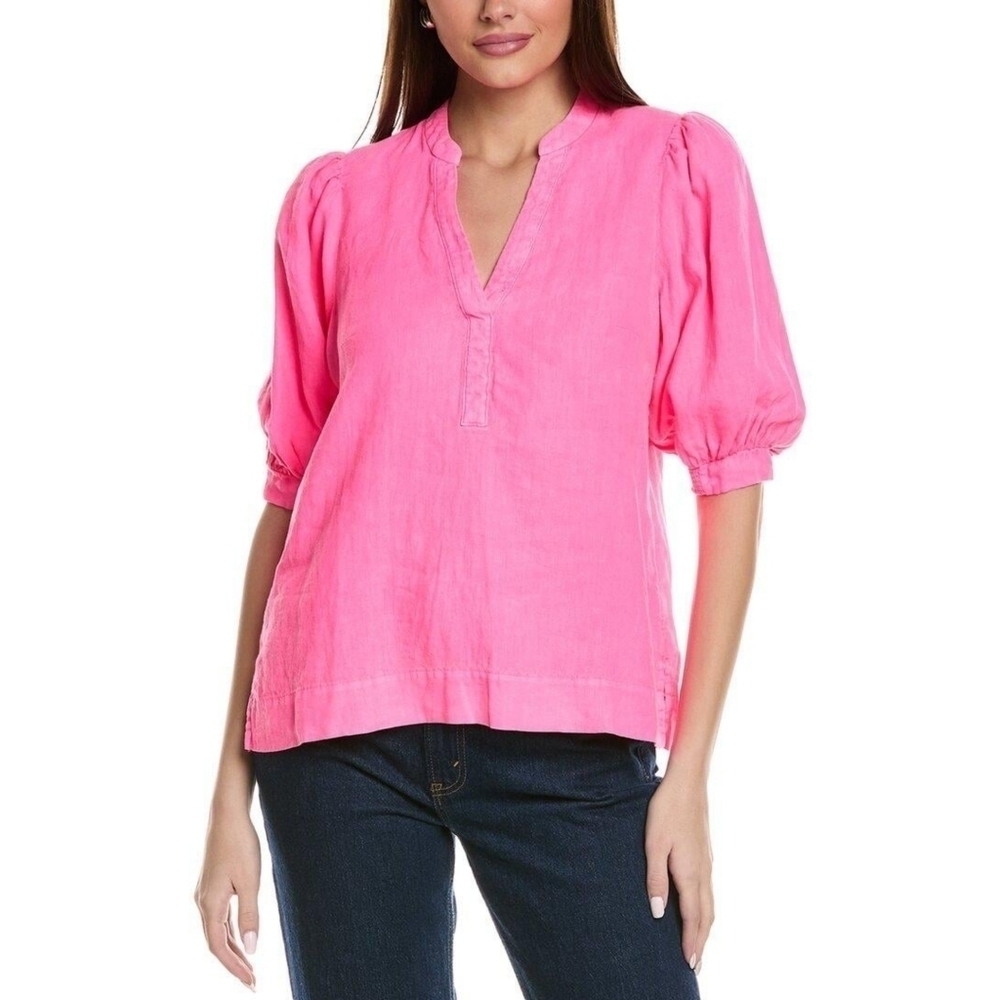 Lilly Pulitzer Mialeigh Pink 100% Linen Top Size 2